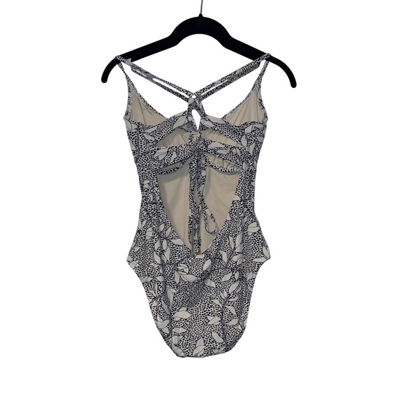 Phax White Black Floral Dot One Piece Swimsuit Womens Medium - Picture 2 of 5